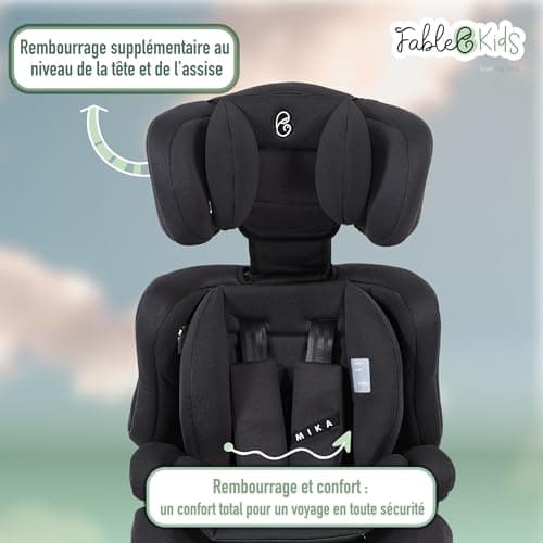 Siège auto FableKids pour enfants noir 76-150 cm ECE R129/03 44,5x41x68-75cm