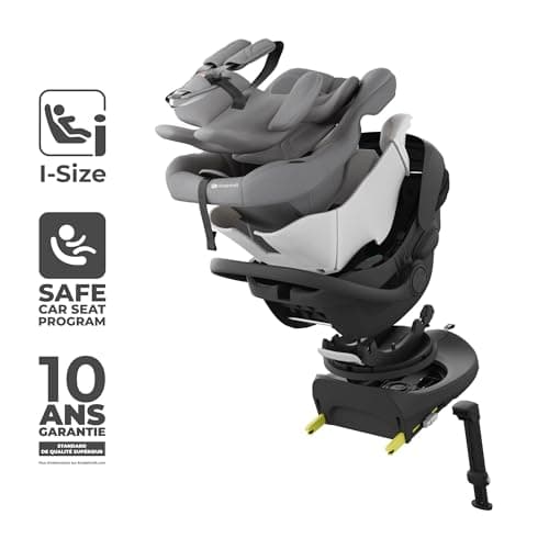 Kinderkraft I-LITE Siège Auto ENDURA SAFE FX pour bébé 0-12 ans | i-Size, rotatif, ISOFIX, ERGO PAD, léger 3,2 kg | Gris