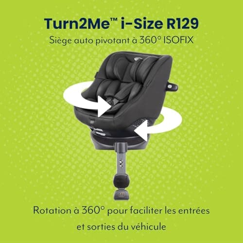 Siège-auto Graco Turn2Me i-Size R129 noir pour enfant de la naissance à 4 ans, rotatif 360° et position allongée, harnai