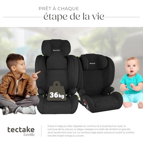 Tectake® Siège auto bébé isoFix pour enfant de 15 mois à 3 ans | Sécurité optimale | Pour voiture | Pour enfants actifs