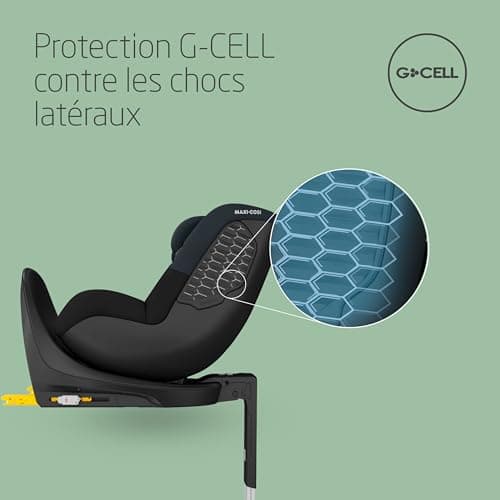 Maxi-Cosi Mica 360 S i-Size Siège-auto bébé - De 3 mois à 4 ans | Rotation 360 FlexiSpin | Protection G-CELL | Tonal Bla