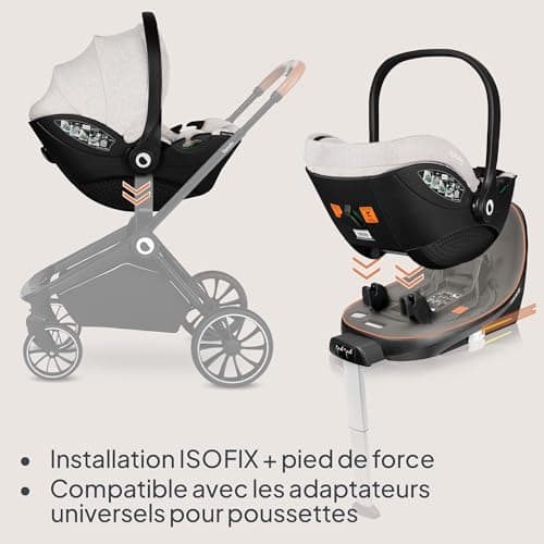 LIONELO MOXIE i-Size SET Siège Auto pour Bébé avec Base ISOFIX Protection latérale Appui-Tête Reglable 40-87cm Dri-Seat