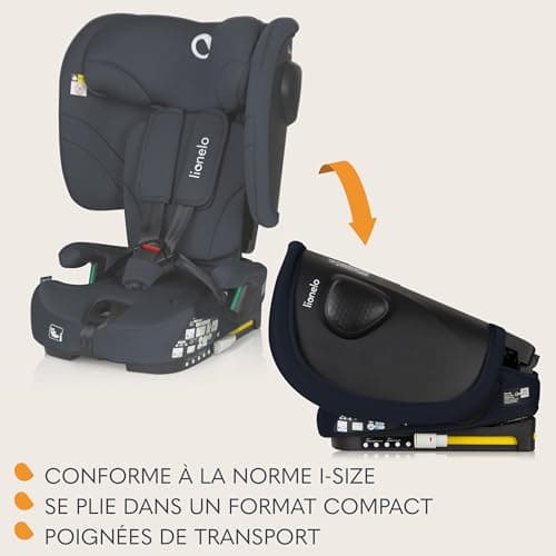 LIONELO NELLY Siège auto I-SIZE ISOFIX 76-150 cm | Usage contraire et arrière, sangle Type Tétris, protection latérale,