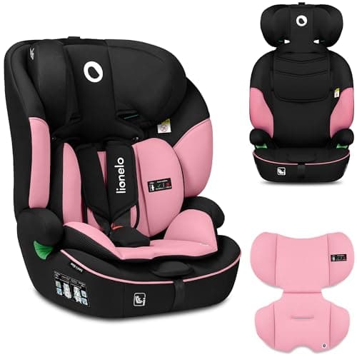 LIONELO Levi One Siege Auto Gris-Noir 3-En-1 Protection Latérale Protection Tête Ceinture 5 Points Appui-Tête Réglable D