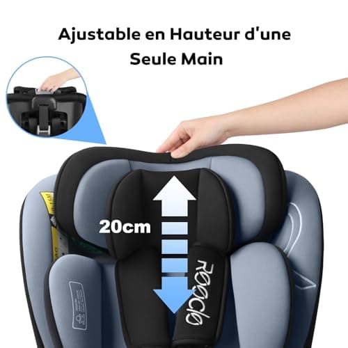 Reecle i-Size Siège Auto 360 Pivotant ISOFIX Populaire pour Enfants de 0 à 12 ans (0-36 kg), Sécurité maxHeight 150 cm,