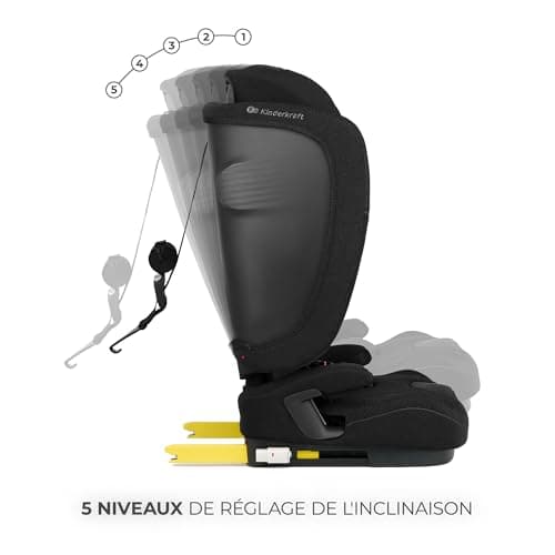 Kinderkraft FIX2GO Noir, siège enfant i-size 76-150 cm, top tether, sécurité abreuvée, sensibilisation électronique, jus