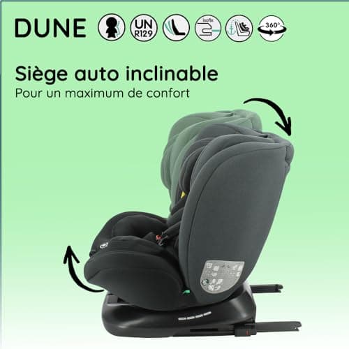 Nania - Siège Auto DUNE Pivotant 360° I-Size 40-150 cm | Evolutif dès la naissance jusqu'à 12 ans environ | Protctions l