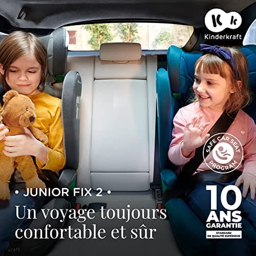 Kinderkraft JUNIOR FIX i-Size Noir pour enfants de 3,5 à 12 ans avec Isofix