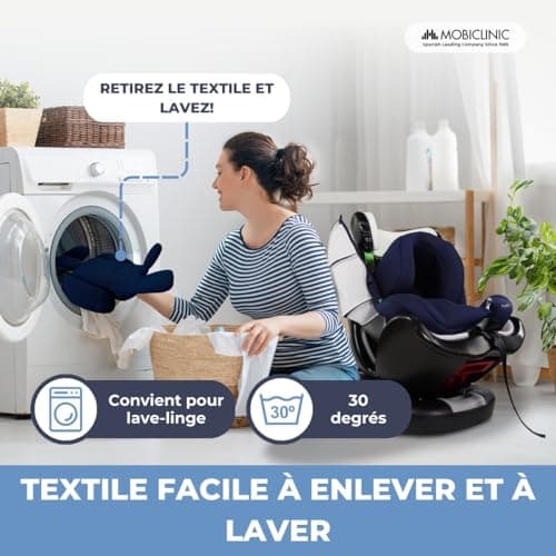 Mobiclinic® Siège Auto Pivotant 360º Regulation i-size Top Tether, Groupe 0/1/2/3 Evolutif 0-12 ans Harnais 5 points Inc