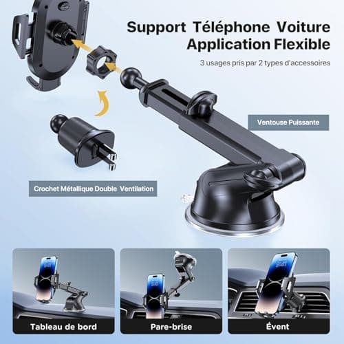 Miracase [4 en 1] Support Téléphone Voiture Militaire Ventouse & 360° Rotation Usager Militaire & Sport eminent pour Voi