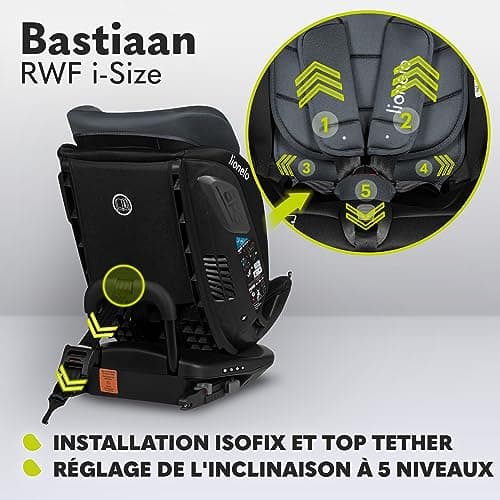 LIONELO Bastiaan RWF i-Size Siège Auto Pivotant 360° 0-36kg ISOFIX TopTether Appui-tête Regulier Sécurité Route Montage