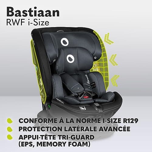 LIONELO Bastiaan RWF i-Size Siège Auto Pivotant 360° 0-36kg ISOFIX TopTether Appui-tête Regulier Sécurité Route Montage