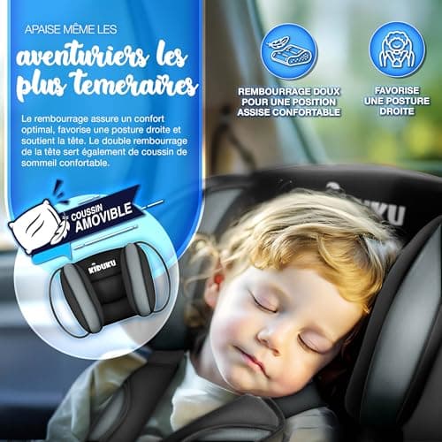 KIDUKU® Siège auto pour enfants Noir/Gris - Protection évolutive de 9 kg à 36 kg (1-12 ans) | Norme ECE R129/03 |isiert