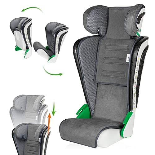 WALSER Premium Siège auto Noemi Anthracite/bleu ECE R129 sans i-Size pour enfants 3-8 ans grande taille adapté aux voitu