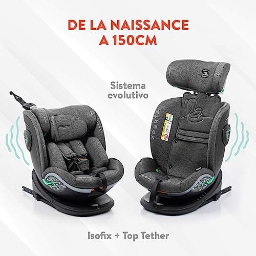 Siege auto BABYAUTO XPERTA GREY DOBBY | De la naissance à 12 ans | 0-36 kg | I-Size | ISOFIX | Pivotant 360° | ECE R129