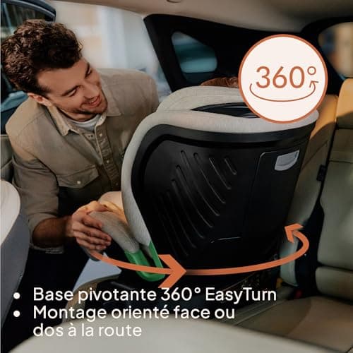 LIONELO Harmony I-SIZE Siège auto pour enfants pivotant 360°, montage ISOFIX et stabilisateur, appuie-tête réglable, gri