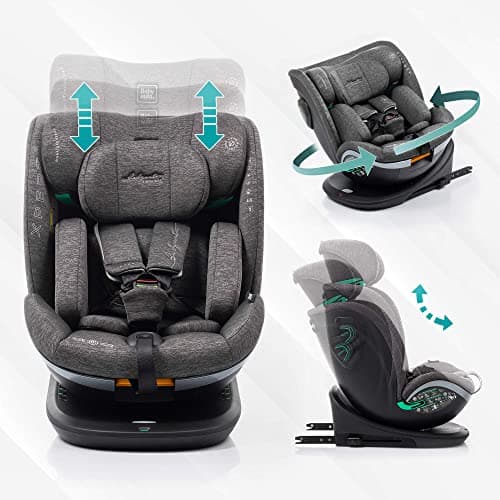 Siege auto BABYAUTO XPERTA GREY DOBBY | De la naissance à 12 ans | 0-36 kg | I-Size | ISOFIX | Pivotant 360° | ECE R129