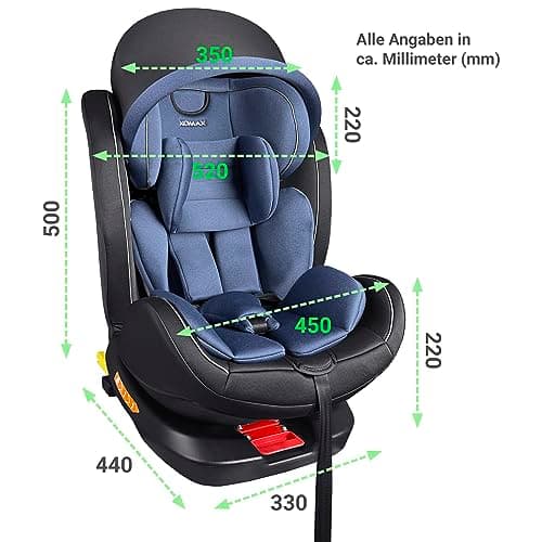 XOMAX XZ-16 Siège enfant pivotant 360° ISOFIX 0-36kg Évolutif 0-12 ans Harnais 5/3 points ECE R129 i-Size