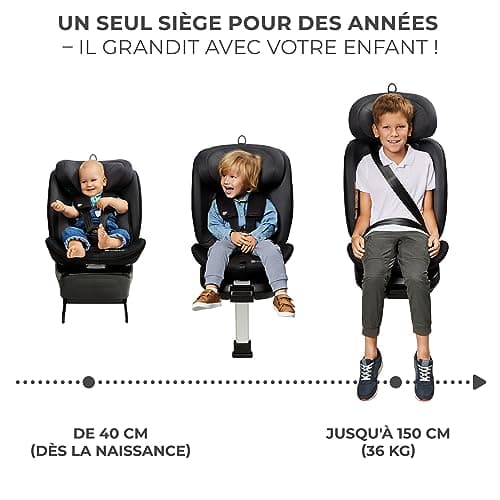 I-360 Siège auto bébé Kinderkraft, Isofix, 360° pivotant, Groupe 0/1/2/3, dès la naissance et jusqu'à 12 ans environ,Pro