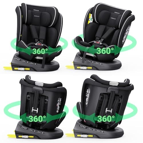 XOMAX 946i - Siège enfant rotatif 360° ISOFIX, fonction inclinable, évolutif 0-36 kg, 0-12 ans, groupe 0/1/2/3, harnais
