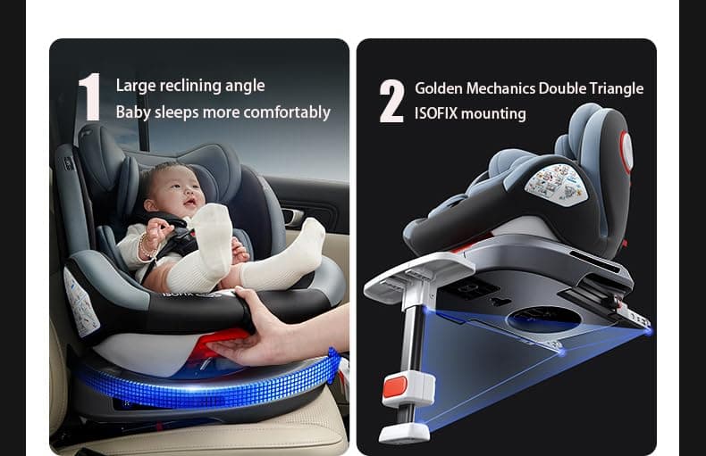 Magic ZC Rotatif à 360° Siege Auto Bebe, Reglable en Hauteur et en Inclinaison, Siegeauto Isofix Anti-Collision, Facile