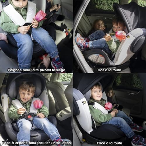 ZELI Siège-auto évolutif i-Size 360° enfants 40-150 cm 0-36 kg Isofix Top Tether Noir pour voyage