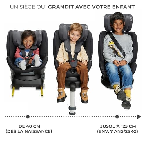 Kinderkraft XRIDER I-SIZE Gris, Siège auto bébé 40-125 cm 0-25 kg, adaptatif 0-7 ans, Isofix 360°, protections latérales