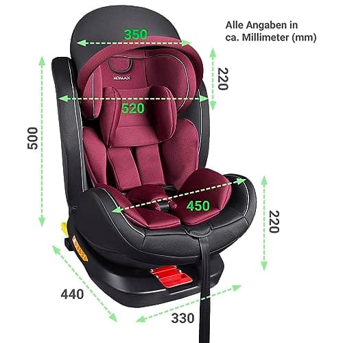 XOMAX XZ-16 Siège enfant pivotant 360° ISOFIX évoluant de 0 à 36 kg I-Size 5 points 3 points 0-12 ans