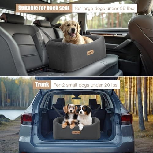 Siège Auto Chien Gris, Pour Les Chiens de Moins de 25kg ou 2 Petits, Lit de Voiture Lavable Antidérapant