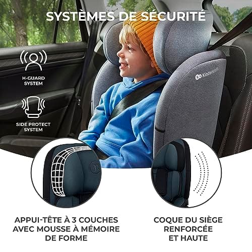 Kinderkraft ONETO3 I-Size Noir, Siège auto bébé Groupe 1/2/3 76-150 cm, Installation ISOFIX facile pour 15 mois à 12 ans