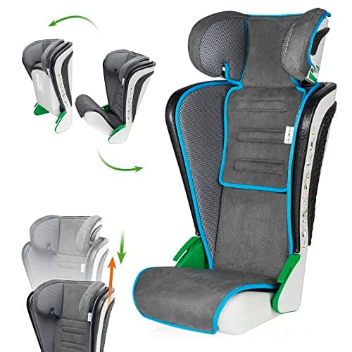 WALSER Premium Siège auto Noemi Anthracite/bleu ECE R129 sans i-Size pour enfants 3-8 ans grande taille adapté aux voitu