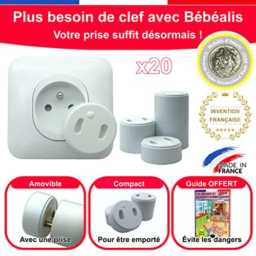 Cache Prise Bébé Français Amovible - Sécurité Domestique Pour Protection des Enfants - [Pack x20] Cache-Prise Bebe Made