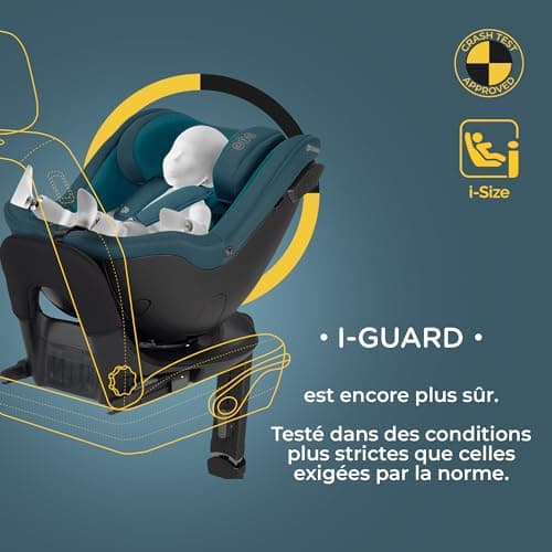 Kinderkraft I-GUARD Siège auto I-size Bleuavec réglage de hauteur de l'appui-tête et base Isofix RWF FWF, sécurité spéci