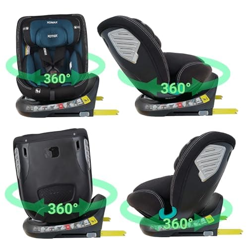 XOMAX G409 IoT Siège Enfant Pivotant 360° ISOFIX 0-36kg 0-12ans G0+/1/2/3 5_points 3_points Housse Lavable ECE R129 I Bl