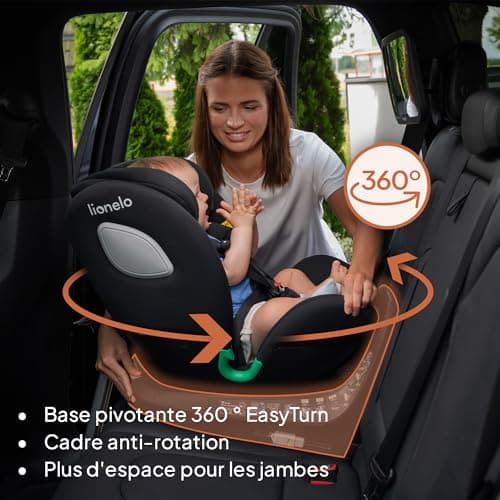 LIONELO Braam Siege auto de 0 à 36 kg Jambe de force Isofix et ceintures de sécurité voiture Rotation 360° Face Route Do