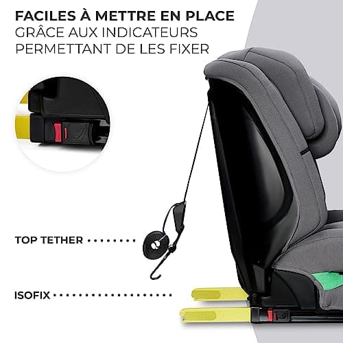 Kinderkraft SAFETY-FIX2 I-SIZE 76-150 cm, Isofix 9 à 36kg, Systèmes de sécurité avancés pour enfants de 15 mois à 12 ans