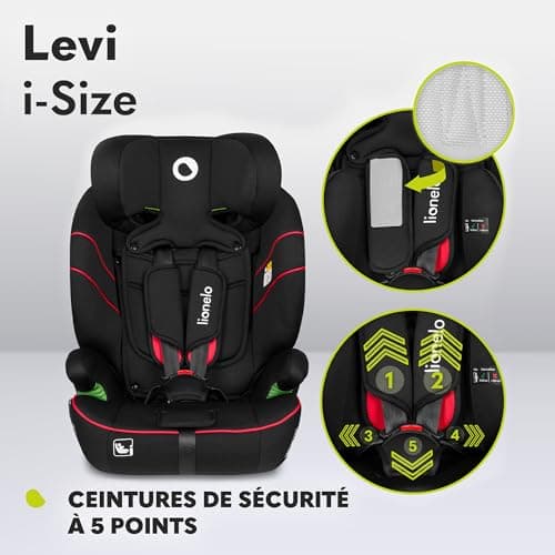 LIONELO Levi i-Size siege auto 9 à 36 kg groupe 1 2 3 noirci protection latérale tête ceintures 5 points appui-tête régl