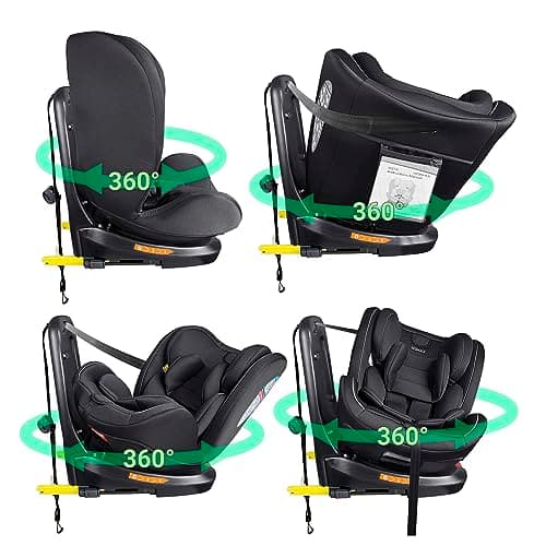 XOMAX XZ-16 siège enfant pivotant 360° ISOFIX évoluant de 0 à 36 kg I-Size 0-12 ans 5 points + 3 points