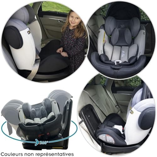 ZELI Siège-auto évolutif i-Size 360° enfants 40-150 cm 0-36 kg Isofix Top Tether Noir pour voyage