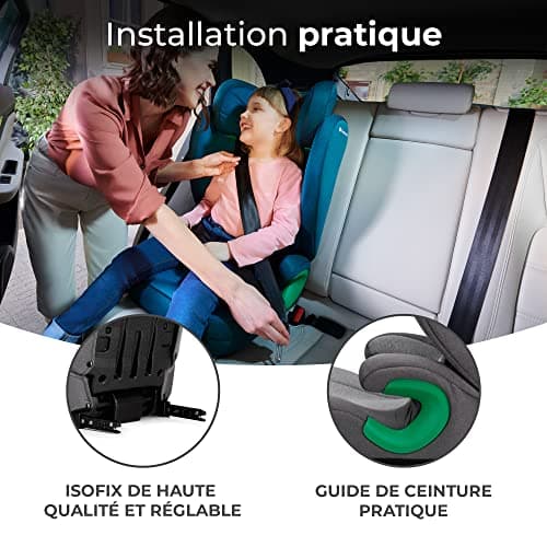 Kinderkraft JUNIOR FIX i-Size Siège auto bébé Gris Protection latérale Têtière ajustable