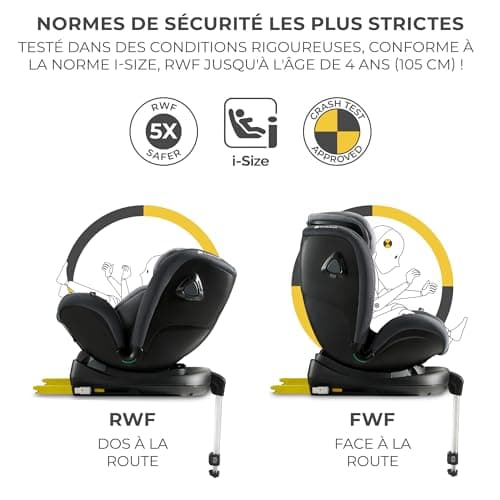 Kinderkraft XRIDER I-SIZE Gris, Siège auto bébé 40-125 cm 0-25 kg, adaptatif 0-7 ans, Isofix 360°, protections latérales