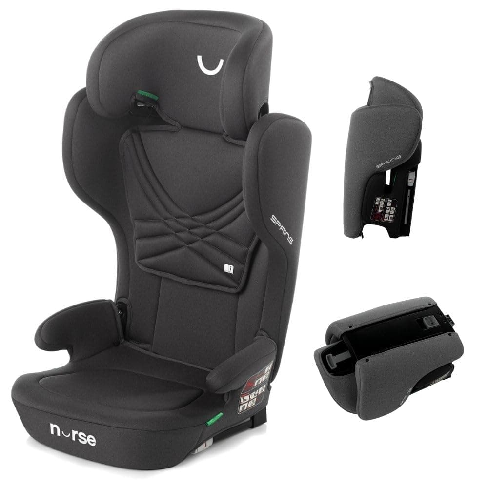 Nurse Spring Siège Auto de Voyage iSize Noir pour Enfants Pliables et Inclinables