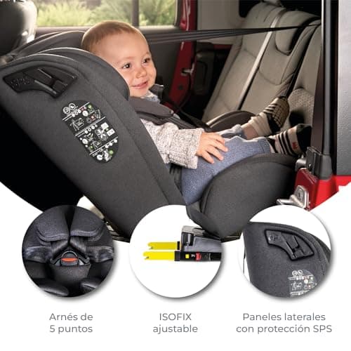 CORFÚ Siège Auto i-Size | ISOFIX et Top Tether | 0 à 12 ans | Dos à la route jusqu’à 18 kg | Pivotant 360º Universel