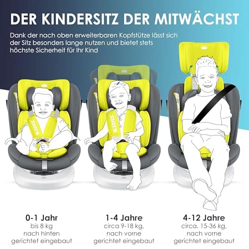 KIDIZ® Siège auto pour enfant Isofix Top Tether | Siège auto pour bébé pivotant 360° | Groupe 0/1/2/3, dès la naissance,
