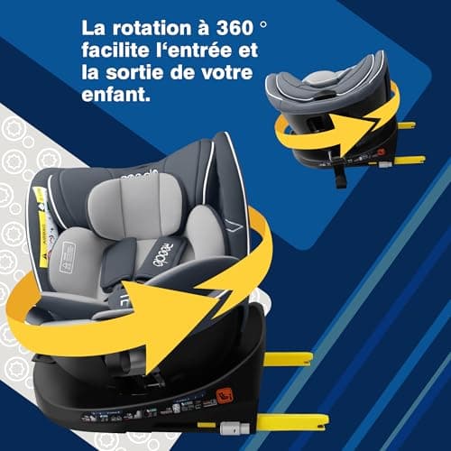 Reecle I-Size Siège Auto 360° Pivotant ISOFIX pour Enfants de 40 à 150 cm, 0-12 ans (0-36 kg), Meilleure Protection Laté