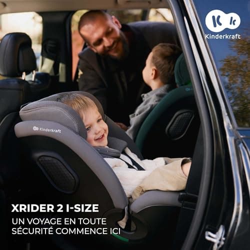 Kinderkraft XRIDER2 I-SIZE - Siège auto bébé 0-25 kg, évolutif 0-7 ans, protections latérales, harnais 5 points, Vert
