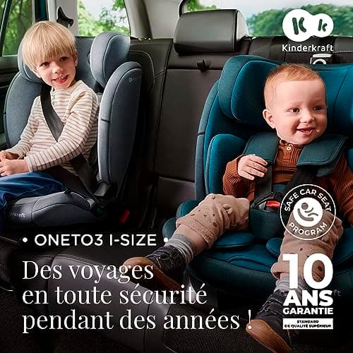 Kinderkraft ONETO3 I-Size Noir, Siège auto bébé Groupe 1/2/3 76-150 cm, Installation ISOFIX facile pour 15 mois à 12 ans
