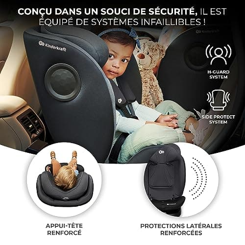 I-360 Siège auto bébé Kinderkraft, Isofix, 360° pivotant, Groupe 0/1/2/3, dès la naissance et jusqu'à 12 ans environ,Pro