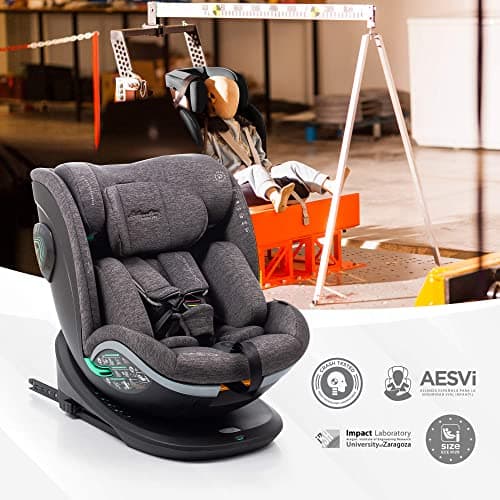Siege auto BABYAUTO XPERTA GREY DOBBY | De la naissance à 12 ans | 0-36 kg | I-Size | ISOFIX | Pivotant 360° | ECE R129