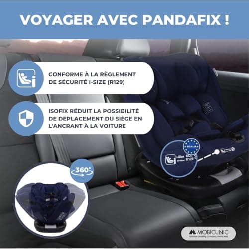 Mobiclinic® Siège Auto Pivotant 360º Regulation i-size Top Tether, Groupe 0/1/2/3 Evolutif 0-12 ans Harnais 5 points Inc